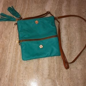 Aqua blue/tealCross body leather bag